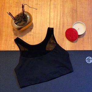 Black Lululemon High Neck Mesh Sports Bra